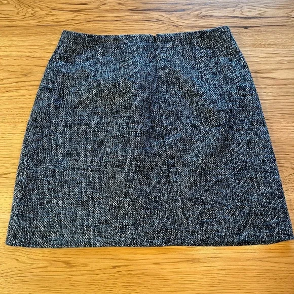 LOFT outlet tweed A-line skirt blue black white professional career workwear 8 - Picture 3 of 4